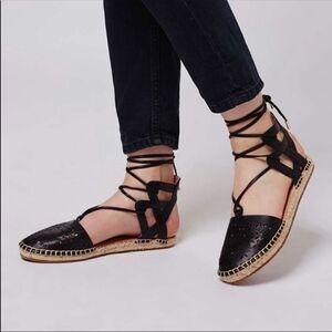 Topshop laser cut lace up sandals. Size 7.5